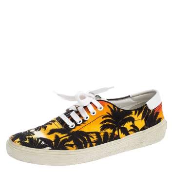 Pre Owned Saint Laurent Paris Multicolor Floral Canvas Low Top Sneakers Size 39.5