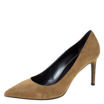 Pre Owned Saint Laurent Paris Brown Suede Zoe Pointed Toe Pumps Size 40
