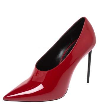 Pre Owned Saint Laurent Paris Red Patent Leather Pumps Size 40