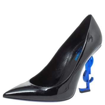 Pre Owned Saint Laurent Paris Black Patent Leather Opyum Pointed Toe Pumps Size 39