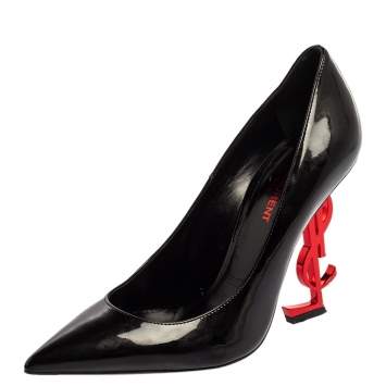 Pre Owned Saint Laurent Paris Black Patent Leather Opyum Pumps Size 37