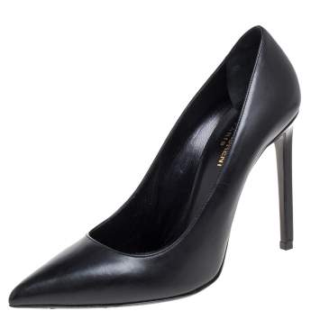 Pre Owned Saint Laurent Paris Black Leather Anja Pointed Toe Pumps Size 39