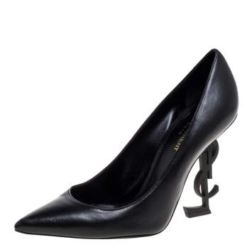 Pre Owned Saint Laurent Black Leather Opyum Pointed Toe Pumps Size 38