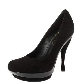  Saint Laurent Paris Black Suede Arya Platform Pumps Size 36