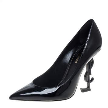 Pre Owned Saint Laurent Black Patent Leather Opyum Pumps Size 39