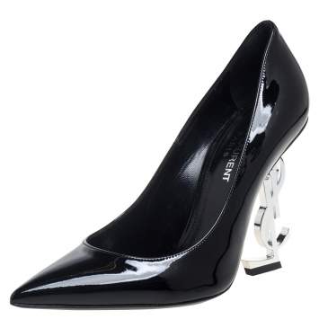 Pre Owned Saint Laurent Black Patent Leather Opyum Pumps Size 36.5