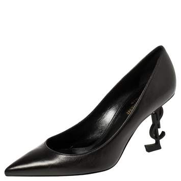 Pre Owned Saint Laurent Black Leather Opyum Pumps Size 37.5