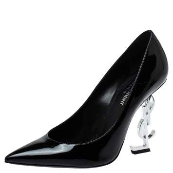 Pre Owned Saint Laurent Black Patent Leather Opyum Pumps Size 38