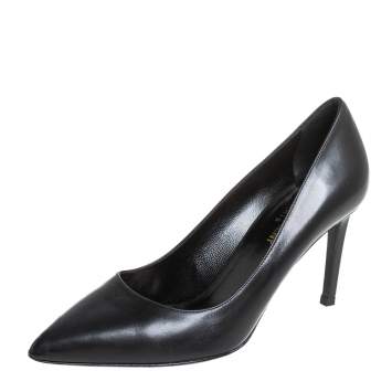 Pre Owned Saint Laurent Black Leather Zoe Pointed Toe Pumps Size 38
