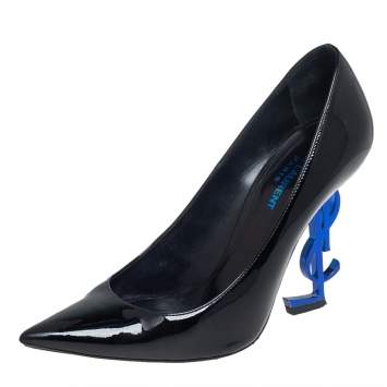 Pre Owned Saint Laurent Black Patent Leather Opyum Pumps Size 38
