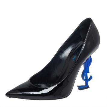 Pre Owned Saint Laurent Black Patent Leather  Opyum Pumps Size 38