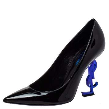 Pre Owned Saint Laurent Black Patent Leather  Opyum Pumps Size 38.5