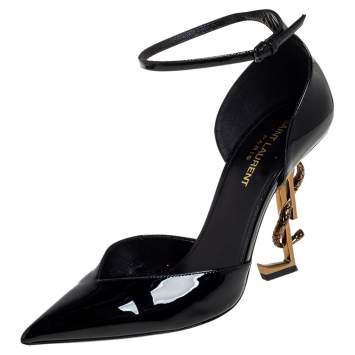 Pre Owned Saint Laurent Black Patent Leather Opyum Pumps Size 38