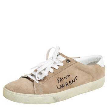 Pre Owned Saint Laurent  Beige Suede Classic Sneakers Size 39