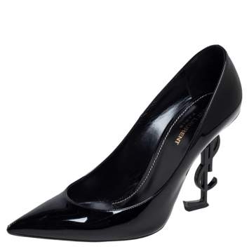 Pre Owned Saint Laurent Black Patent Leather Pointed Toe Opyum Pumps Size 40