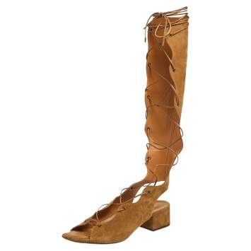 Pre Owned Saint Laurent Beige Suede Babies Gladiator Sandals Size 40