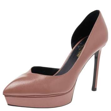 Pre Owned Saint Laurent Pink Leather Dorsay Pumps Size 36