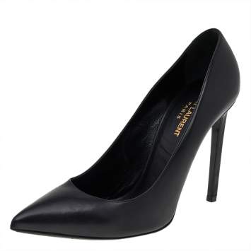 Pre Owned Saint Laurent Black Leather Anja Pointed Toe Pumps Size 40