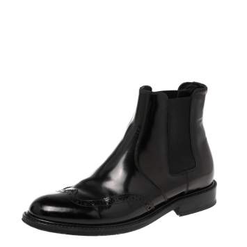 Pre Owned Saint Laurent Black Leather Army Chelsea Ankle Boots Size 38