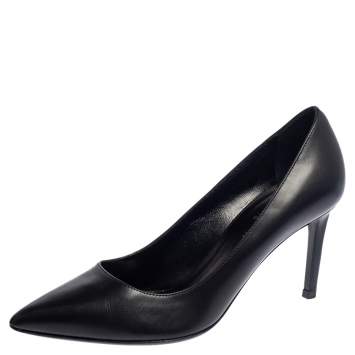 Pre Owned Saint Laurent Black Leather Anja Pointed Toe Pumps Size 37.5