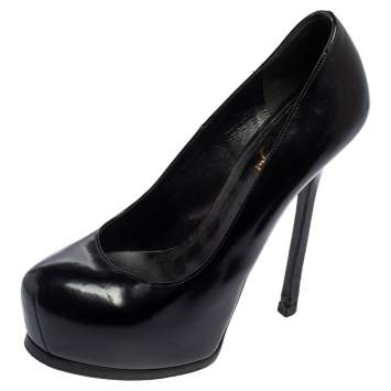 Saint Laurent Black Leather Tribtoo Platform Pumps Size 38