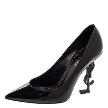 Pre Owned Saint Laurent Black Patent Leather  Opyum Pointed Toe  Pumps Size 39