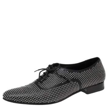Pre Owned Saint Laurent Black Leather Lulu Richelieu Metal Eyelet Lace Up Oxfords Size 41
