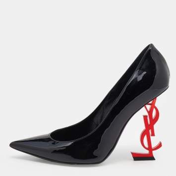Pre Owned Saint Laurent Black Patent Leather Opyum Pointed Toe Pumps Size 36