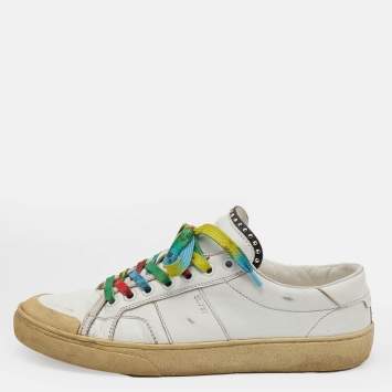 Pre Owned Saint Laurent White Leather Low Top Sneakers Size 38