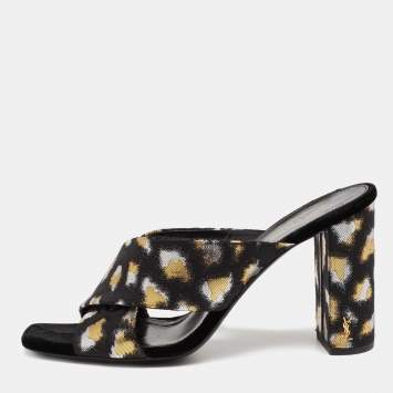 Pre Owned Saint Laurent Tri Color Fabric LouLou Mules Size 40