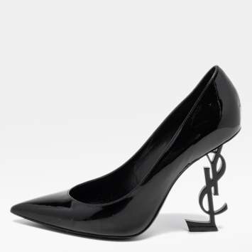 Pre Owned Saint Laurent Black Patent Leather Opyum Pumps Size 37