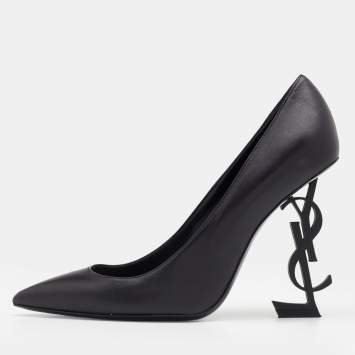 Pre Owned Saint Laurent Black Leather Opyum Pumps Size 38.5