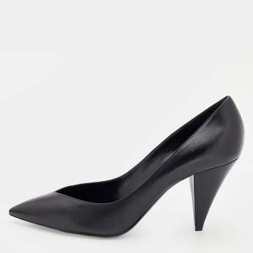 Pre Owned Saint Laurent Black Leather Classic Pointed Toe Pumps Size 40.5
