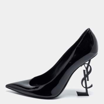 Pre Owned Saint Laurent Black Patent Leather  Opyum Pointed Toe  Pumps Size 39.5