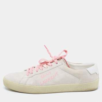 Pre Owned Saint Laurent Grey Suede Court Classic Low-Top Sneakers Size 41