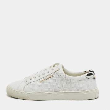 Pre Owned Saint Laurent White  Leather Low Top Sneakers Size 36