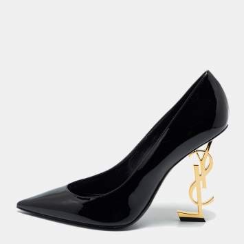 Pre Owned Saint Laurent Black Patent Leather Opyum Pumps Size 40