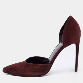 Pre Owned Saint Laurent Brown Suede D-orsay Pumps Size 37
