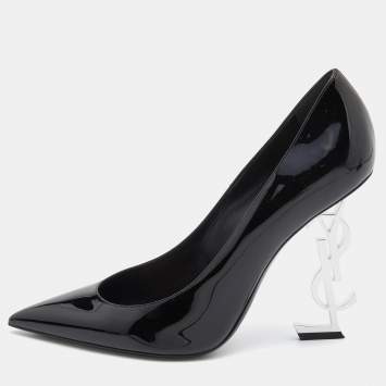 Pre Owned Saint Laurent Black Patent Leather Opyum Pointed Toe Pumps Size 40