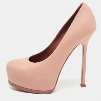Pre Owned Saint Laurent Pink Leather Tribtoo Pumps Size 39