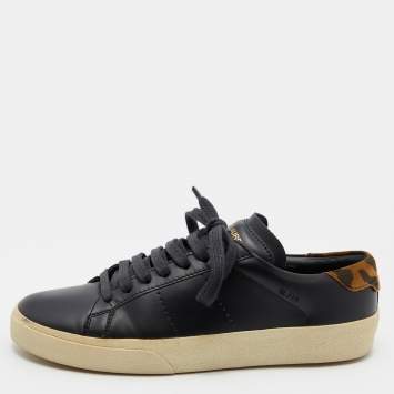 Pre Owned Saint Laurent Black Leather Low Top Sneakers Size 36