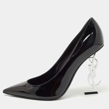 Saint Laurent Paris Black Patent Leather Opyum Pointed Toe Pumps Size 38