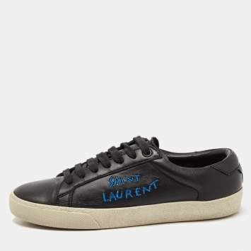 Pre Owned Saint Laurent Black Leather Court Classic SL/06 Sneakers Size 37