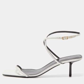 Pre Owned Saint Laurent White Patent Leather Strappy Sandals Size 42