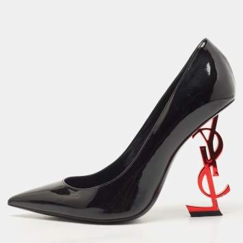 Pre Owned Saint Laurent Black Patent Leather Opyum Pumps Size 37