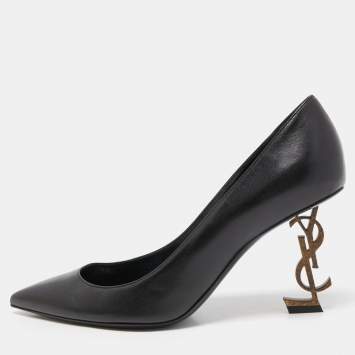 Pre Owned Saint Laurent Black Leather Opyum Pointed Toe Pumps Size 38.5
