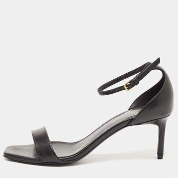 Pre Owned Saint Laurent Black Leather Jane Ankle Strap Sandals Size 37