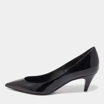 Pre Owned Saint Laurent Black Patent Leather Charlotte Pointed Pumps Size 36