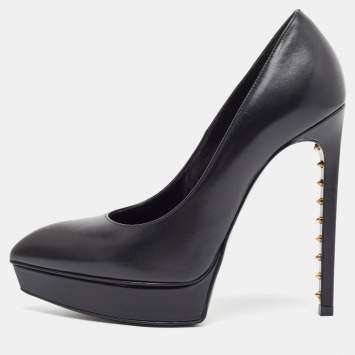 Pre Owned Saint Laurent Black Leather Janis Pointed Toe Pumps Size 36