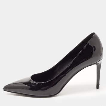 Pre Owned Saint Laurent Black Patent Leather Anja Pointed Toe Pumps Size 39